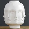RZLK25-E Plaster style matte milk white color ceramic human head vase