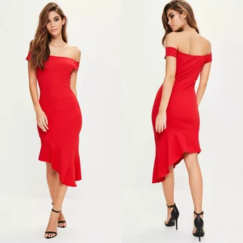 red color midi dress