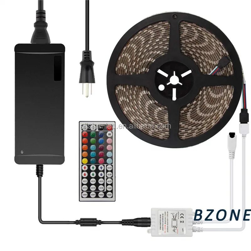 Led Strip Lights 2 Ports 44key 4pin Output Ir Remote Controller +rgb