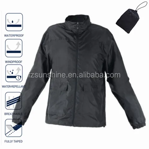 lightweight waterproof jacket in a bag