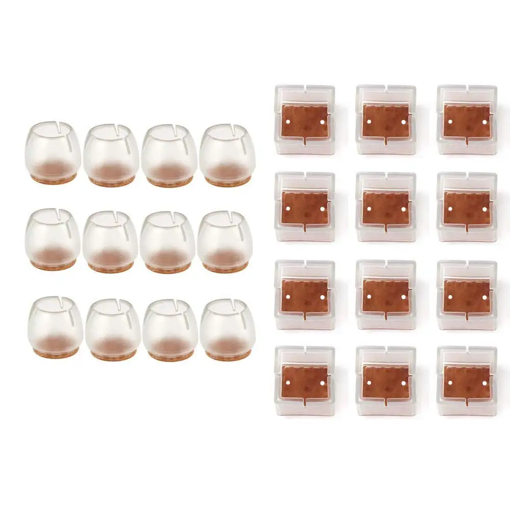 Furniture Feet Covers Silicone Chair Leg Floor Protectors with Felt Pads Round Furniture Table Feet Covers,Transparent TOOHUI 24 Pack Chair Leg Caps Fit 0.98-1.14inch 25-29mm