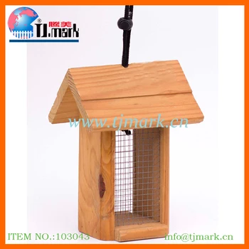 Hanging Open Roof Wooden Bird Feeders With Wire Mesh Buy Bird