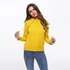 Wholesale Ladies Warm Yellow Ribbed Pockets Blank Pullover Bamboo Hoody Plain Sweater Hoodies Woman With Hood