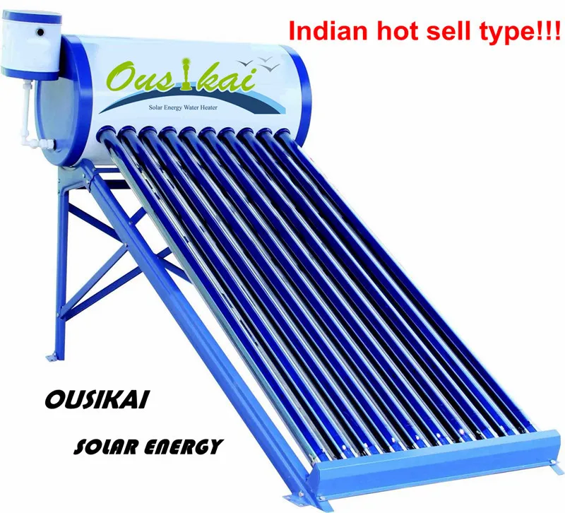 Long Time Lifespan Solar Water Heater With Side Assistant Tank (indian