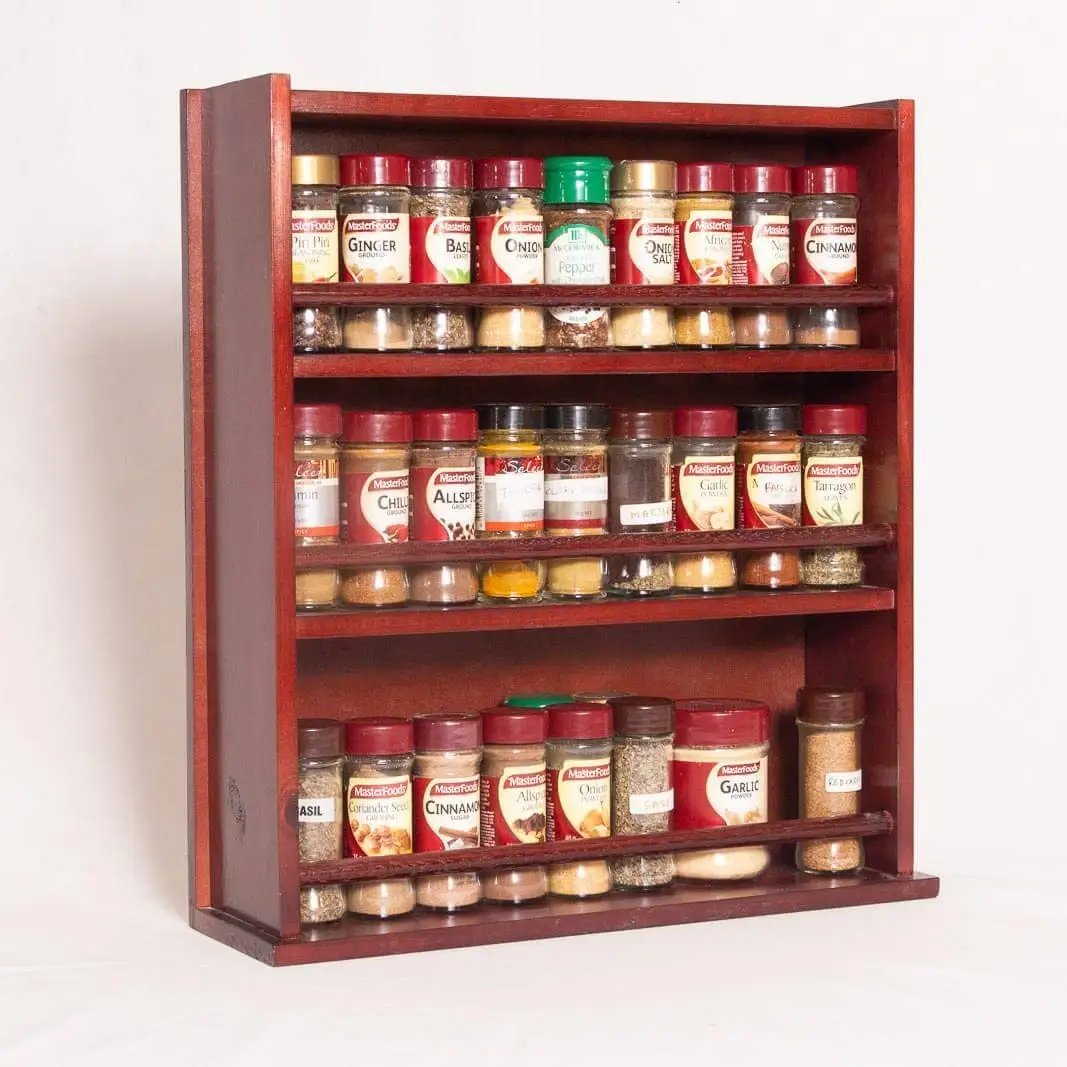 empty spice rack and jars