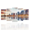5 Pieces Paris Tower Modern City Photo Canvas Art City Refletion Hotel Living Room Wall Picture Wholesale Ready to Hang/SJMT1982