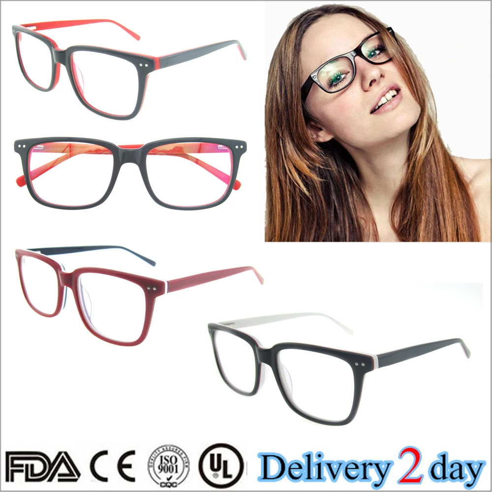 Sample Eyeglass Frame Classic Black Acetate Eyeglasses Frame With High