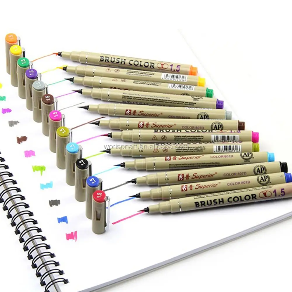 12 Colors Pro Pigma Micron Pen Set Waterproof Finecolour Needles