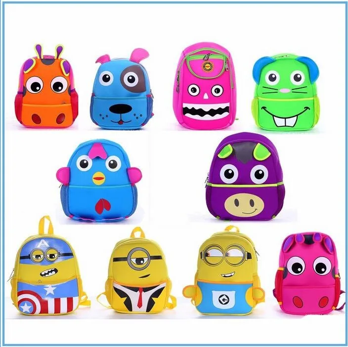 2018 New Fashion 3d Zoo Animals Backpack For Girls Cute Children Kids