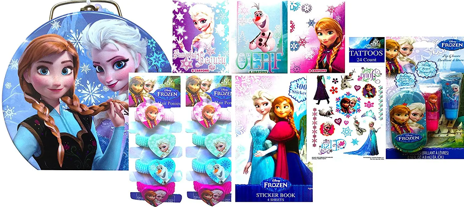 Disney Frozen Tin Boxes for Storing Includes Back to School Exclusive Frozen Accessories (BLUE TIN)