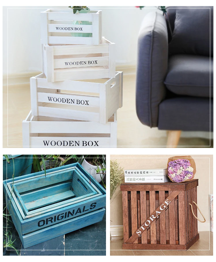 Customized shape recycled natural small wood crate