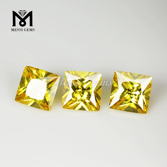 Fabricant princesse coupé jaune zircone zircone synthétique carré carré