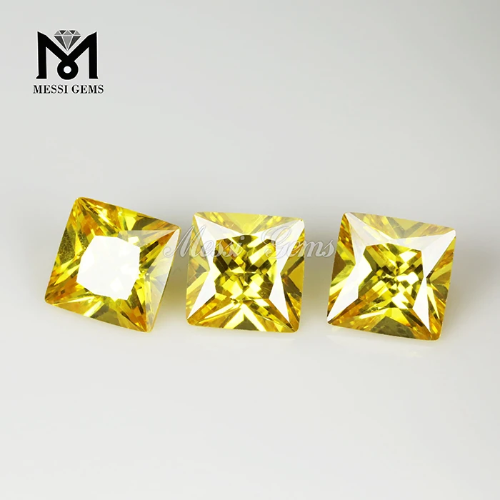 Fabricante Princesa Corte Amarelo Cubic Zirconia Sintetic Stones Quadrado