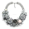 Sparkly crystal cluster florals statement necklace