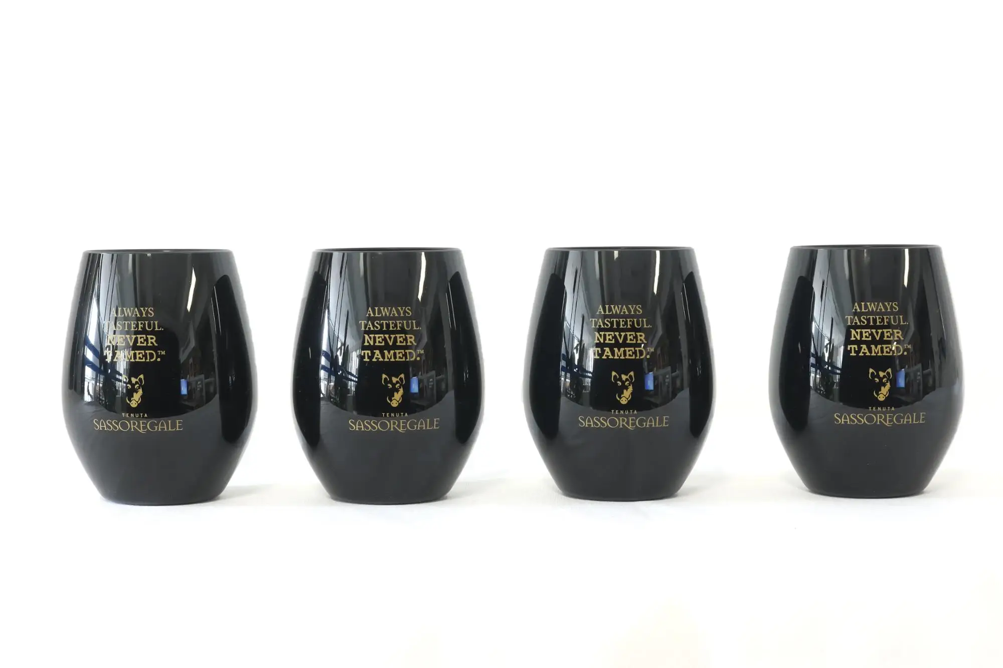 Plastic 8oz Print Logo Stemless Wine Glasses Unbreakable Black Wine Glass Buy Black Wine Glass