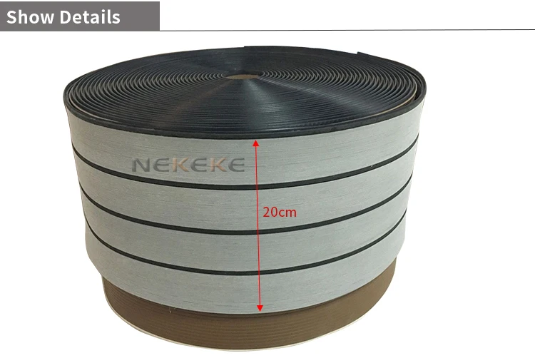25 Meter Roll 190mm Wide Synthetic gray Decking With Black Caulking Line Stripe
