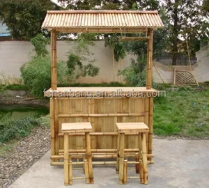 Outdoor Bamboo Counter Tiki Bar Table Chair Stool Set