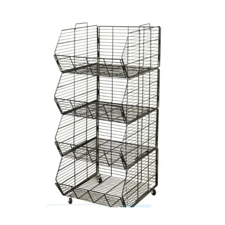 Retail Store Metal Square Wire Basket Merchandise Dump Bin Display
