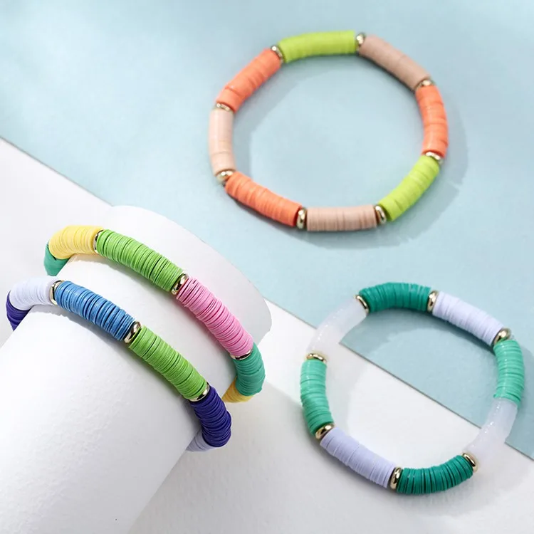 2 Pcs / Set Bohemia Plastic Elastic String Handmade Girls Colorful Bracelet Buy Bohemia