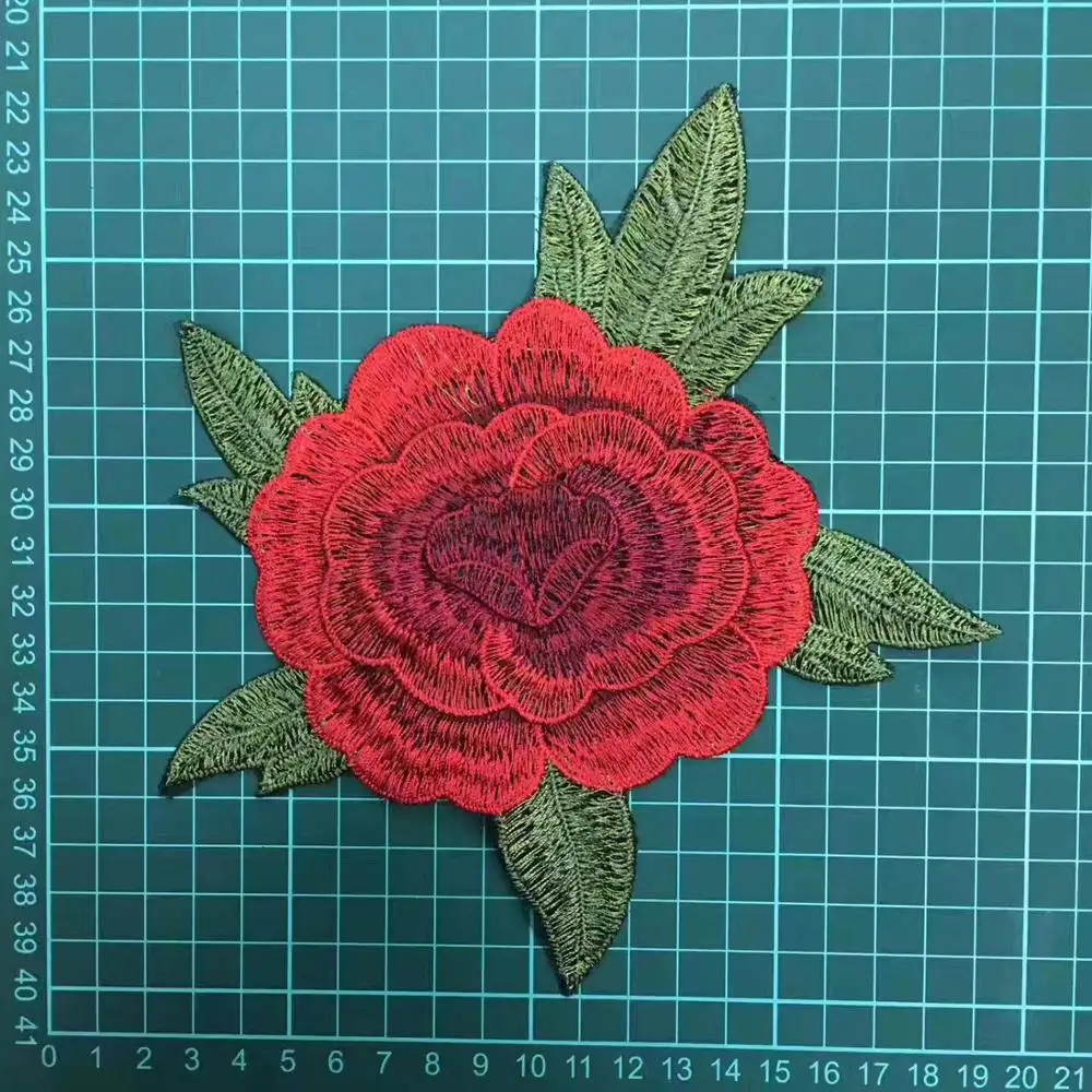 3D flower custom embroidery patch,T-shirt sew on and hot fix patches