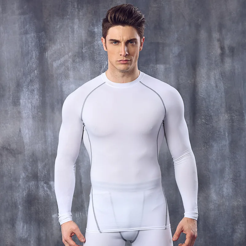 Mens Compression Tight Long Sleeve Shirts Base Layers Skinny T Shirts