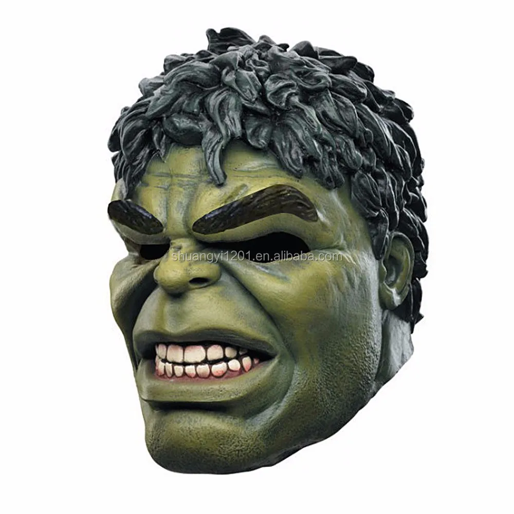 Full Head Halloween Party Costume Masquerade Green Men Head Latex Mask