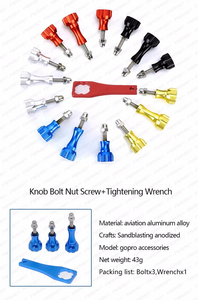 NEW 2016 Aluminum Alloy Thumb Screw Set 3 Thumbscrews + 3 Nuts + one Torque Wrench