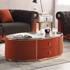 F0441B post modern luxury leather coffee table, modern design MDF covered with crocodile leather new center table