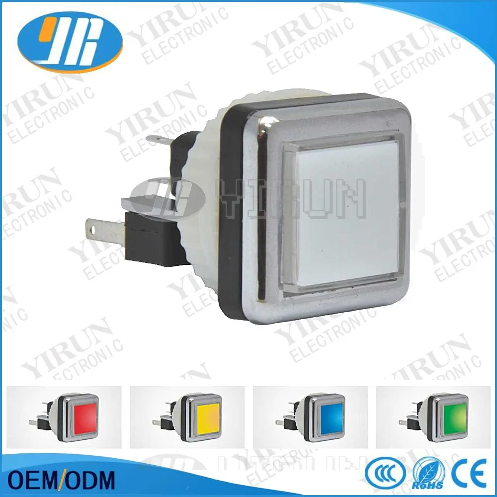 44mm Square Led Push Button Switch Arcade Game Machine Push Button Illuminated Switches 12volt