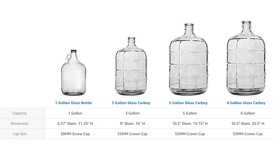 Beautyfamily 1,3,5 Gallon Glass Carboy Bottle For Beer Or Wine Making