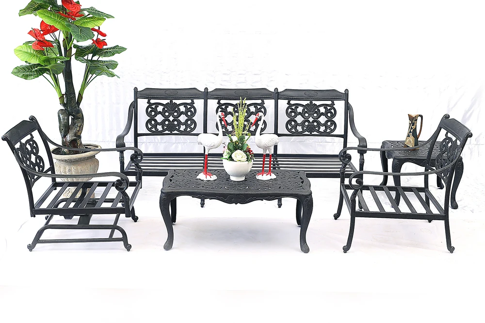 New Design Hot Sale Cast Aluminum Couple Set Outdoor Patio Swing Chairs