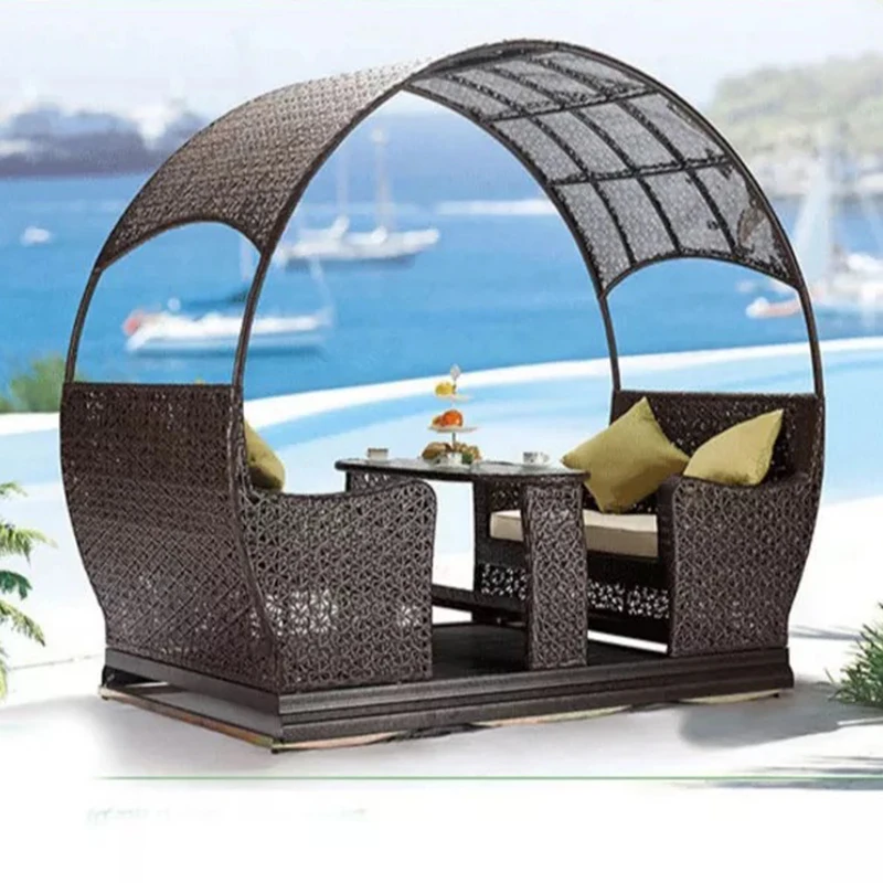 Wicker Furniture Outdoor Sunbed Pe Rattan Sofa Bed Lounger - Buy Wicker