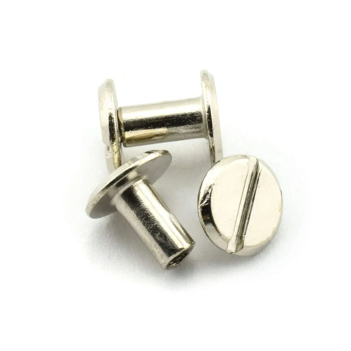 60 Sets Silvery Chicago Screws M4x10mm Screw Posts Metal Accessories Nail Rivet Chicago Button For DIY Leather Decoration Document Book Album Bookbinding Round Flat Head Stud Screw