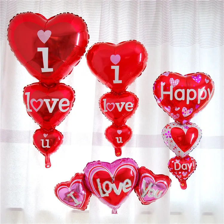 De001 Valentine S Day Heart To Heart Aluminium Foil Balloon