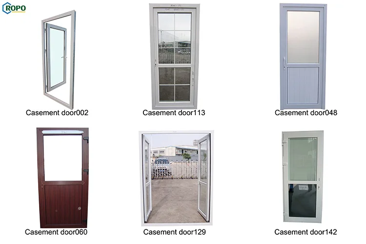 Awa European Style Wooden Color Glass Pvc Swing Outer Door Grill