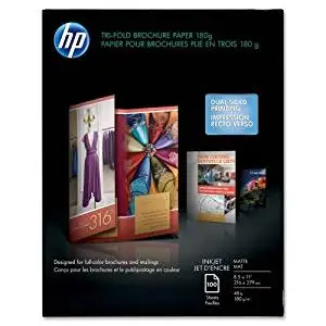 Wholesale CASE of 10 - HP Glossy Tri-Fold Brochure Paper-Tri-Fold Brochure Paper,Matte,8-1/2"x11",48Lb,100 Sheets,WE