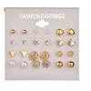 Punk 12 Pairs Pack Set Mixed Stud Earrings For Women Crystal Ear Studs