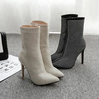 pencil heel long boots