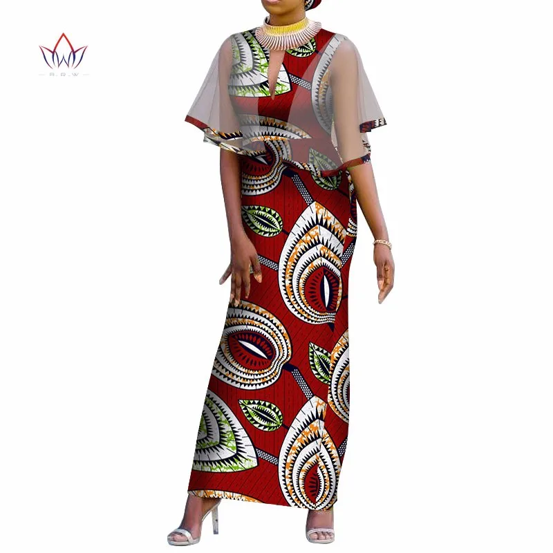 Africa Dresses For Women 2018 Summer Sexy Vneck Collar Africa Print