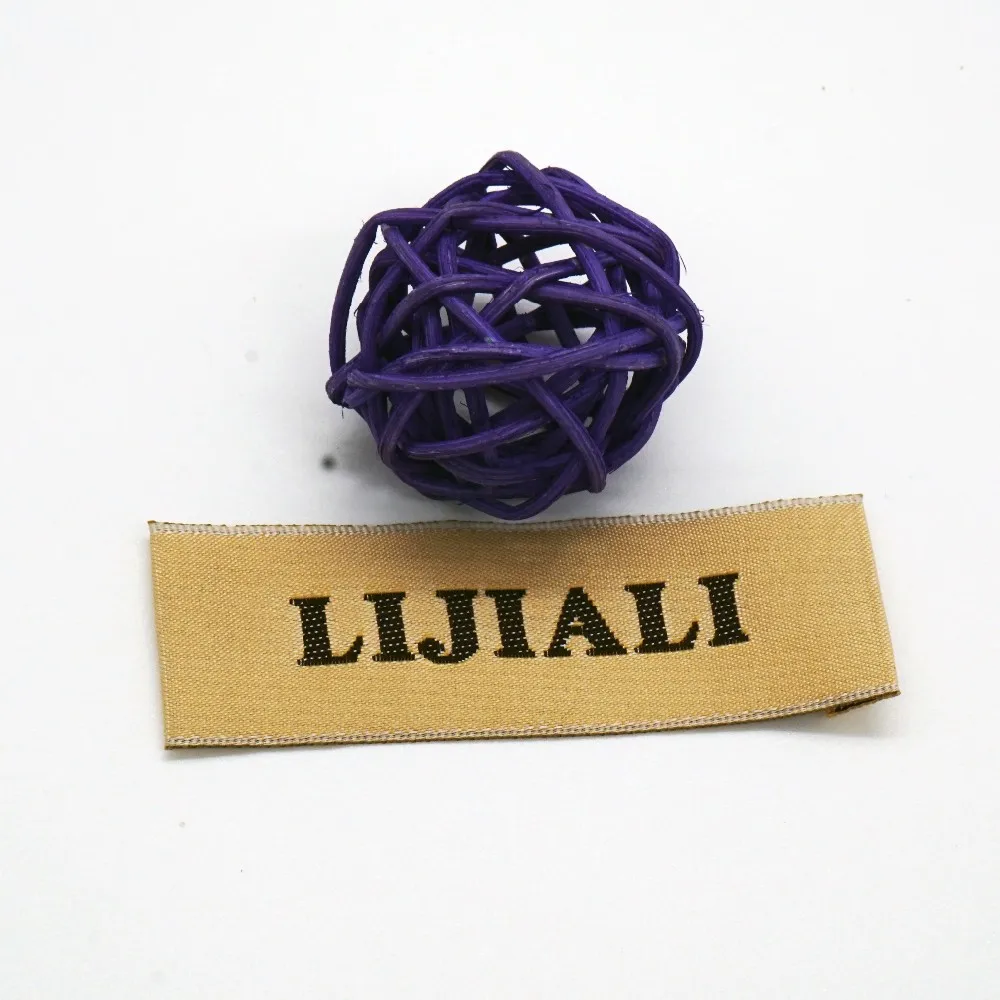 straight cut labels customized garment damask woven labels