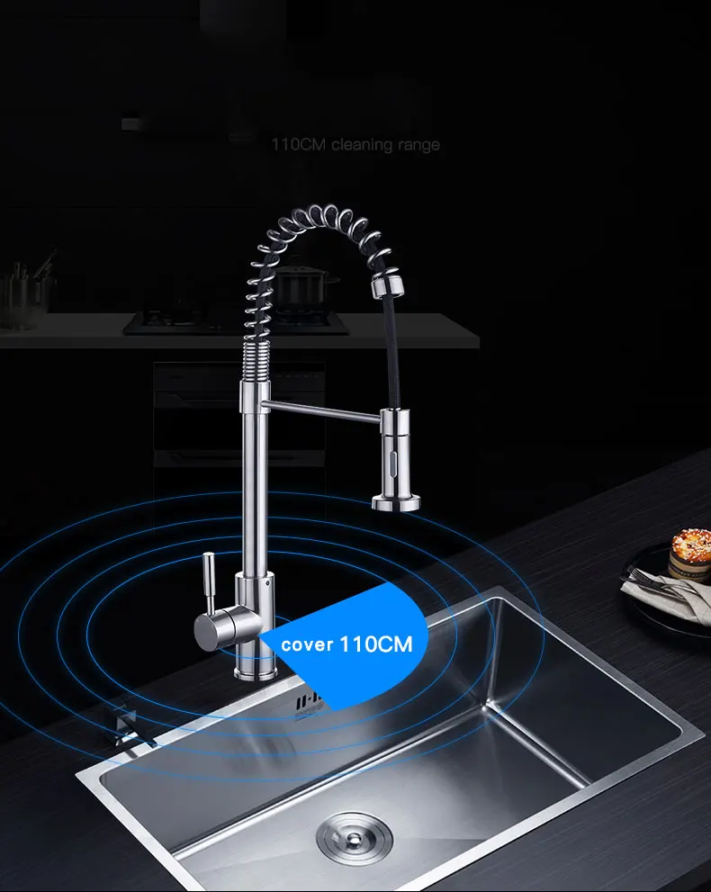 New Modern kitchen design 304Sstainless steel pull Flexible kitchen faucet
