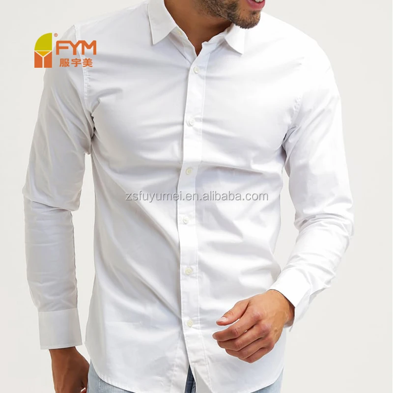 mens slim fit white button down shirt
