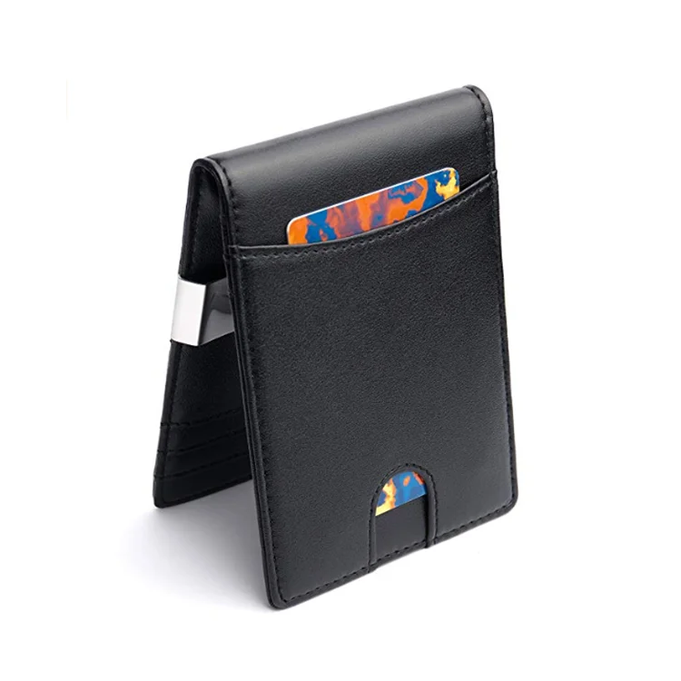 Amazon Лидер продаж RFID Блокировка Индивидуальные для мужчин тонкий кожаный зажим для денег кошелек