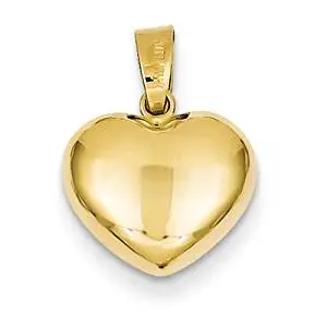 14k Yellow Gold Puffed Heart Charm