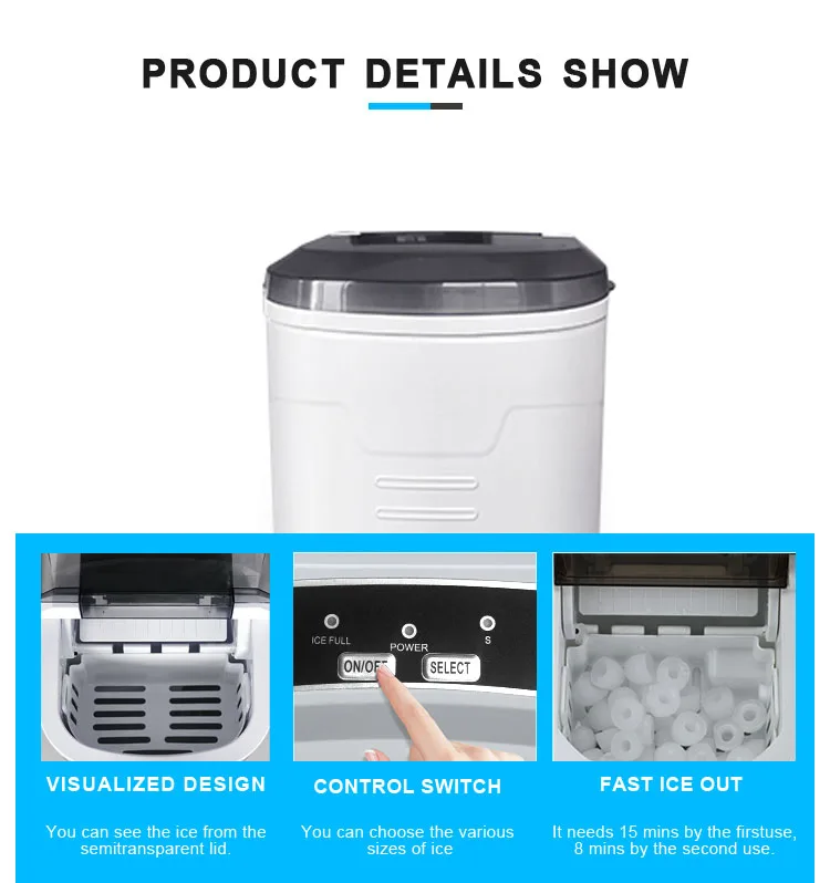 Portable Solar Dc 12v Ice Maker Ac 220v Mini Ice Machine Home Use