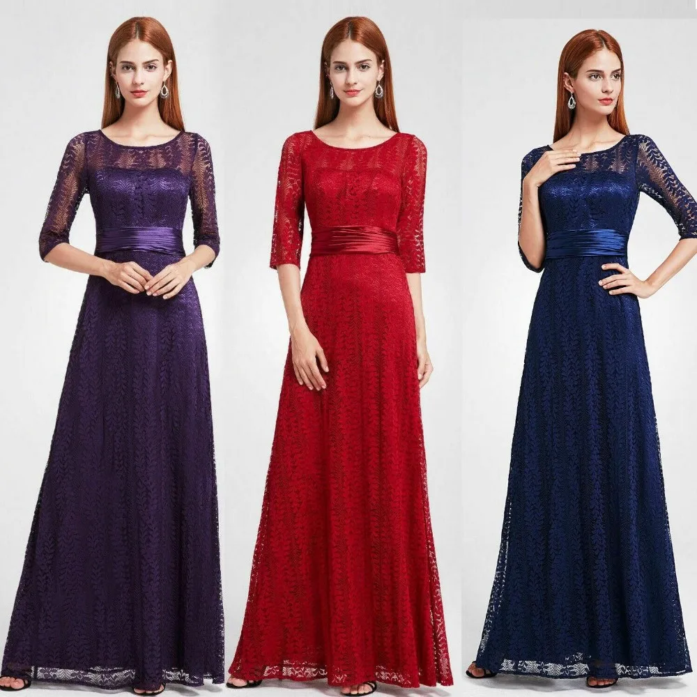 Evening Dress Lace Sleeve Ever-pretty Long Lace Dresses Half Sleeve ...