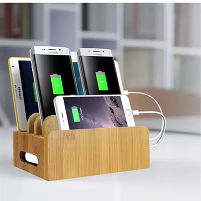 New Multi Device Phone Stand Dock Desk Organizer Docking Station New Multi Device Phone Stand Dock Desk Organizer Docking Station Bamboo Wood Charging