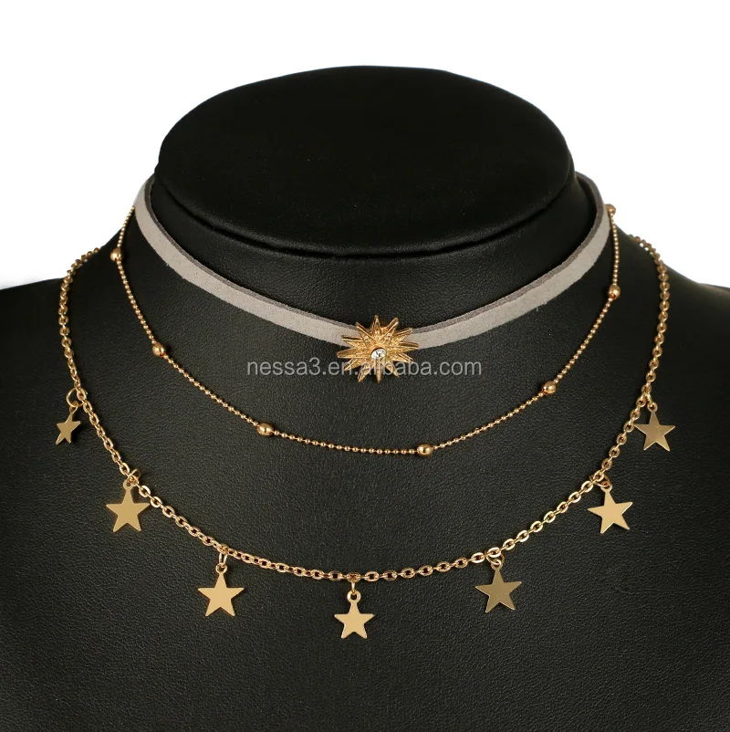 Fashion Gold Star Necklace Wholesale NSYG-0213