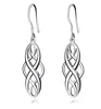 S925 Silver Earrings Solid Sterling Silver Polished Good Luck Irish Celtic Knot Vintage Dangles