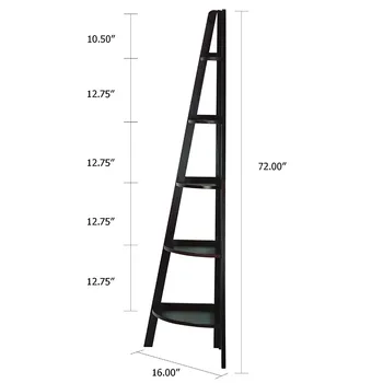 Cheap Tall Solid Wood Oak 5-shelf Corner Ladder Bookcase - Buy Corner ...